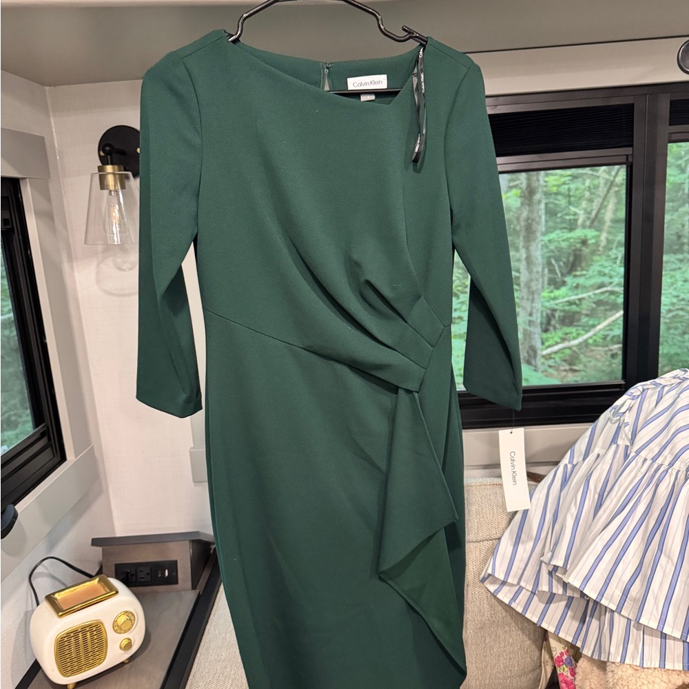 Calvin Klein Dark Green Long Sleeve Dress
